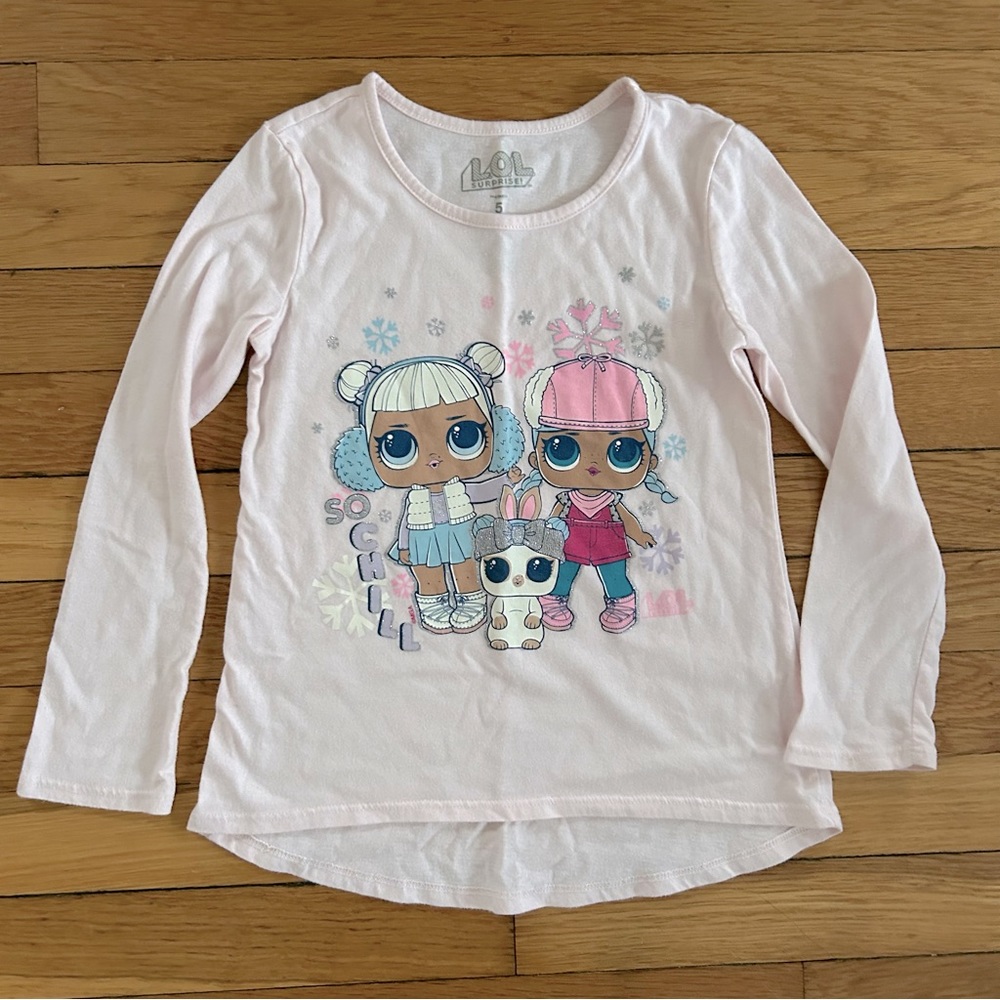 LOL Surprise Girls size 5 pink long-sleeve graphic top